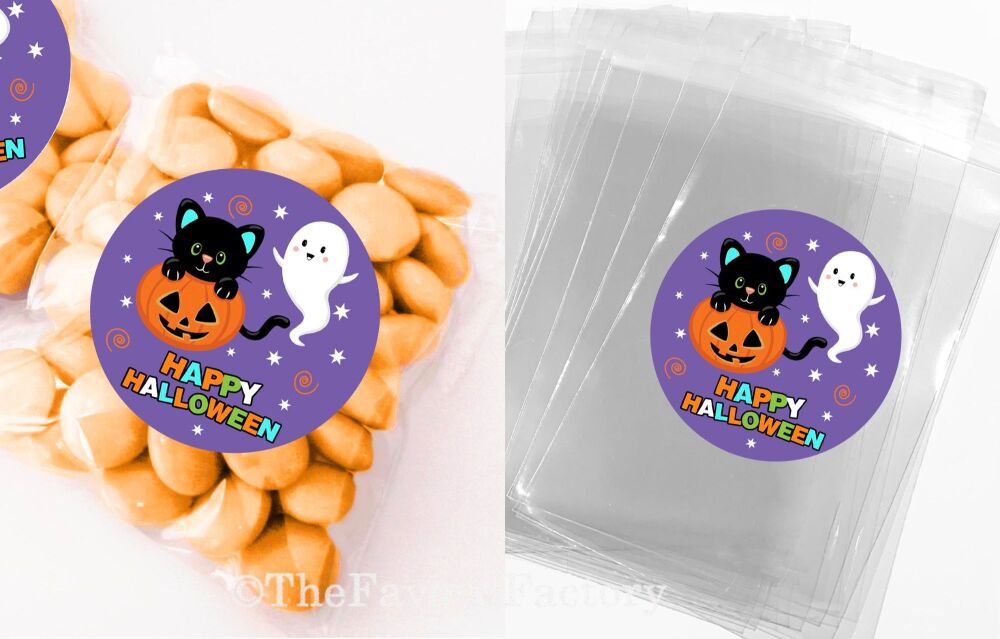 Halloween Party Favours Sweet Bags Kits Game Prizes Pumpkin Cat & Ghost x1
