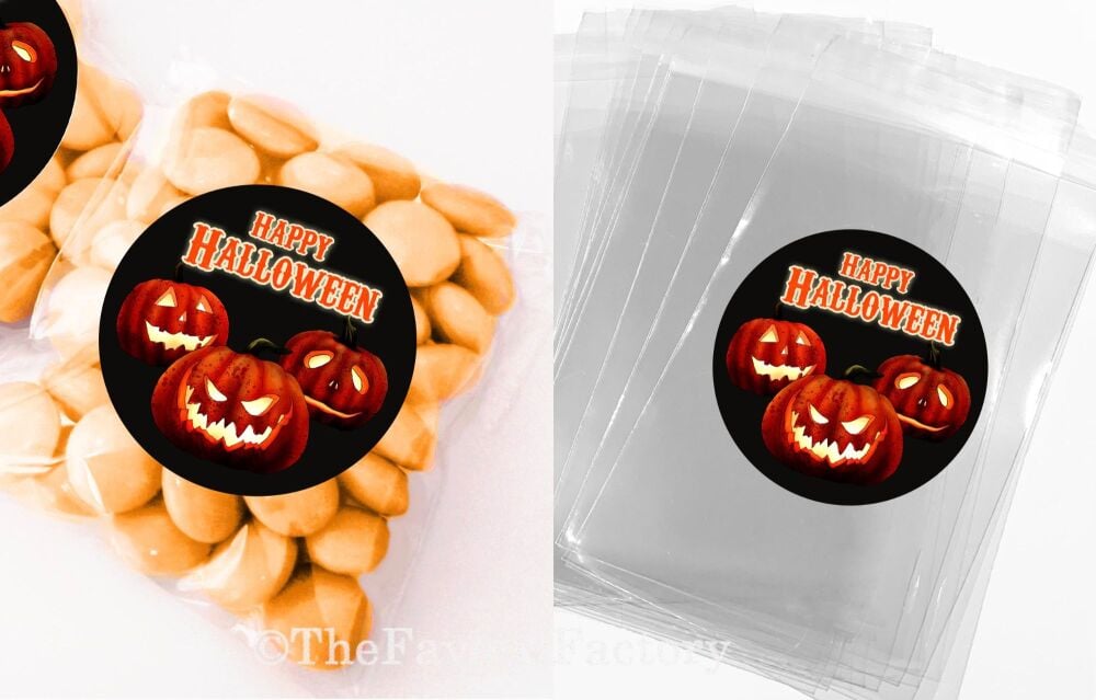 Halloween Party Favours Sweet Bags Kits Game Prizes Lit Up Pumpkins x1