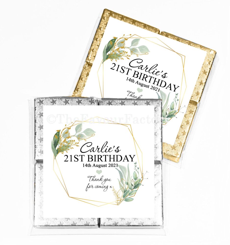 Botanicals Gold Geometric Frame Birthday Chocolates Favours x1