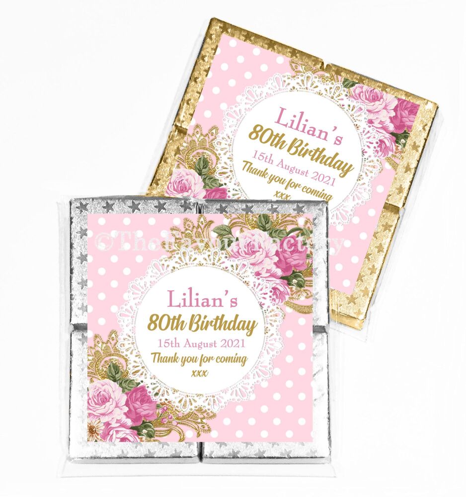 Vintage Ornate Roses Birthday Chocolates Favours x1