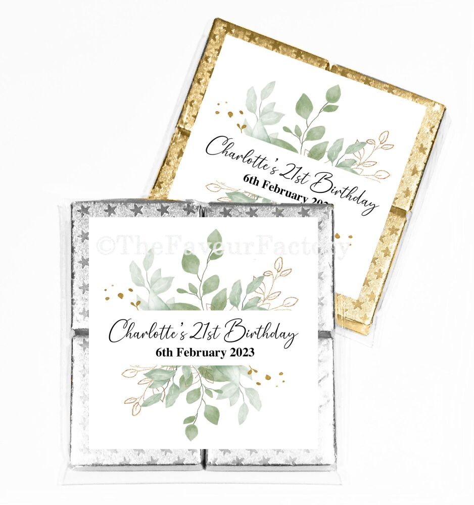 Birthday Chocolates Quads - Botanicals Gold Leaves x1