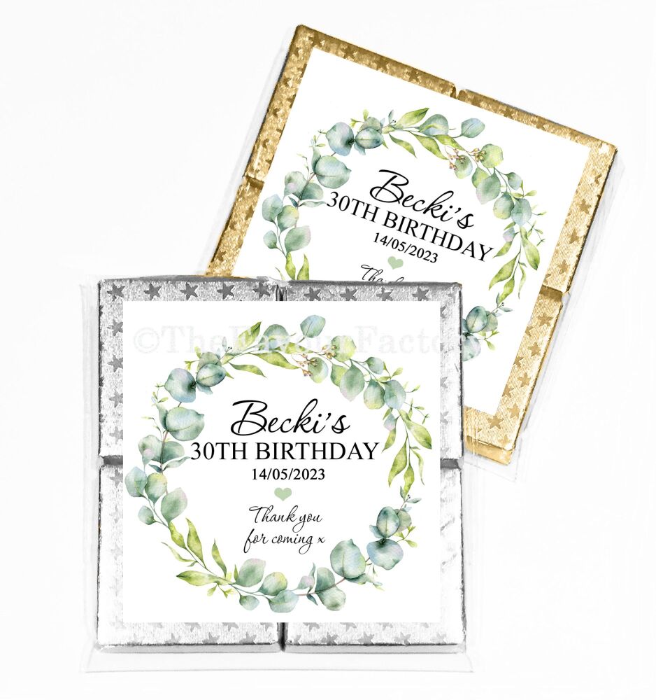 Birthday Chocolates Quads - Botanicals Eucalyptus Wreath x1