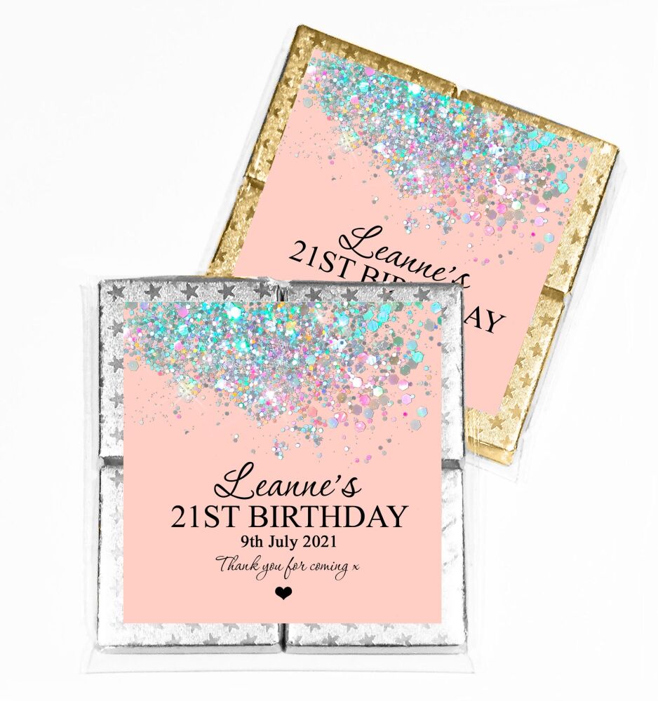 Rose Gold Iridescent Confetti Birthday Chocolates Favours x1