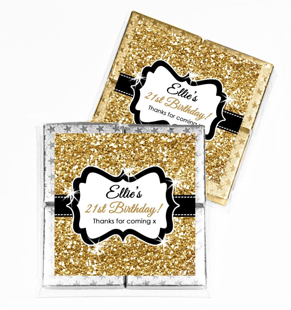 Birthday Chocolates Quads - Gold Glitter Effect x1