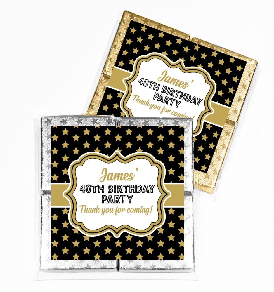 Gold Polka Dot Stars Birthday Chocolates Favours x1