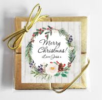 Berry Pine Wreath Personalised Christmas Chocolates Quads x1