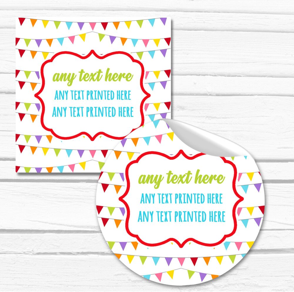 Rainbow Bunting Party Personalised Stickers