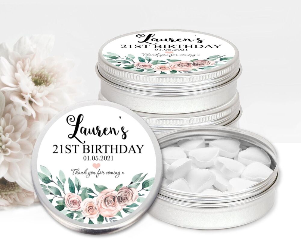 Boho Floral Bouquet Birthday Mint Tins Favours x1