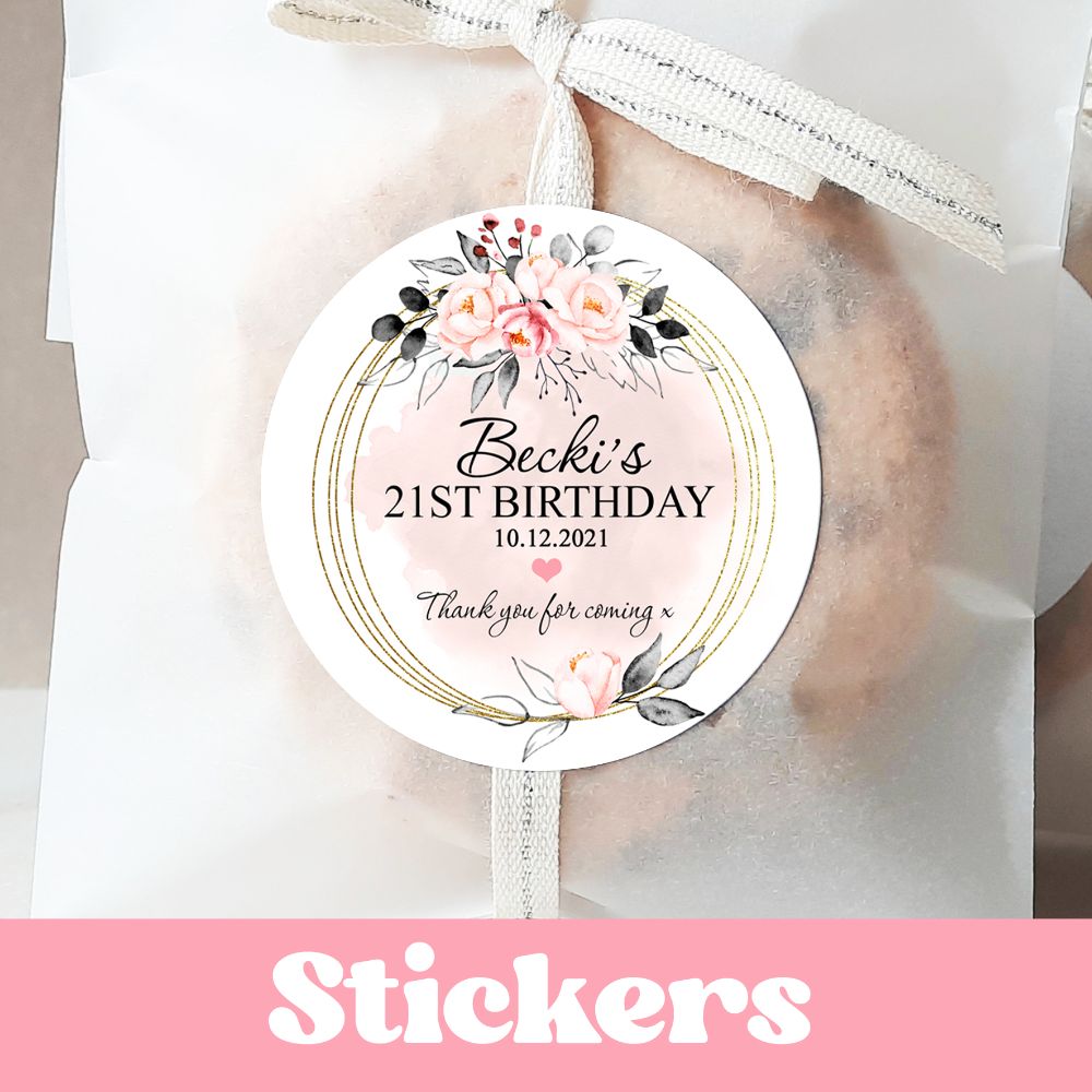 Adult Birthday Party Stickers