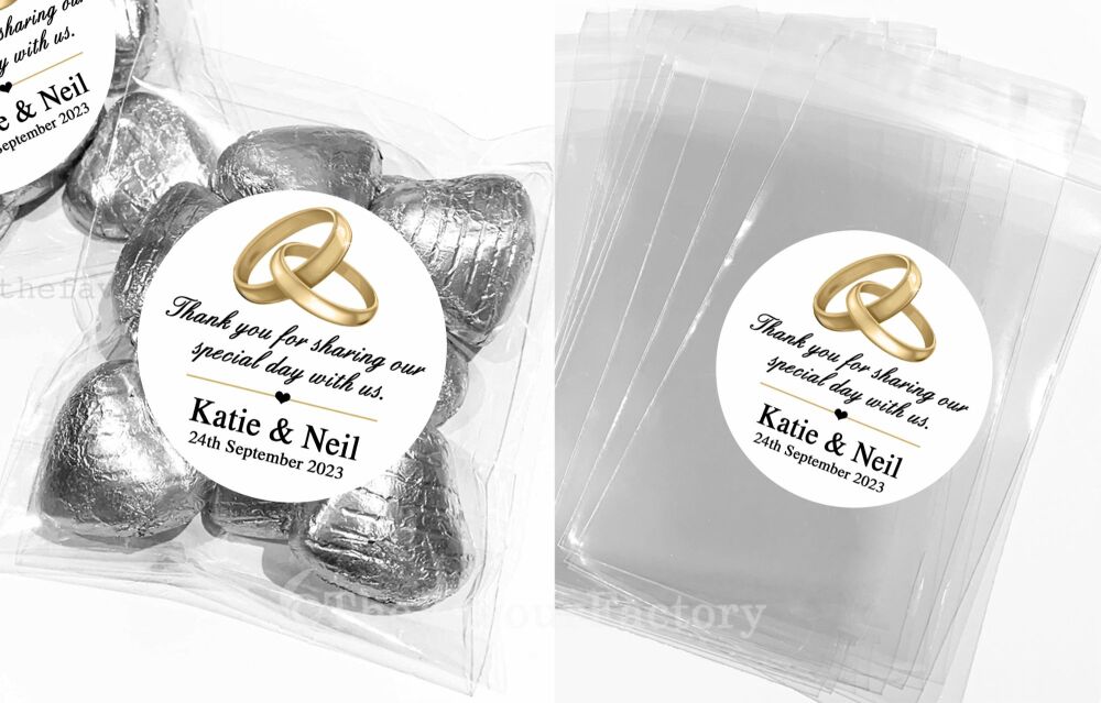 Gold Rings Wedding Favours Sweet Bags Kits x1