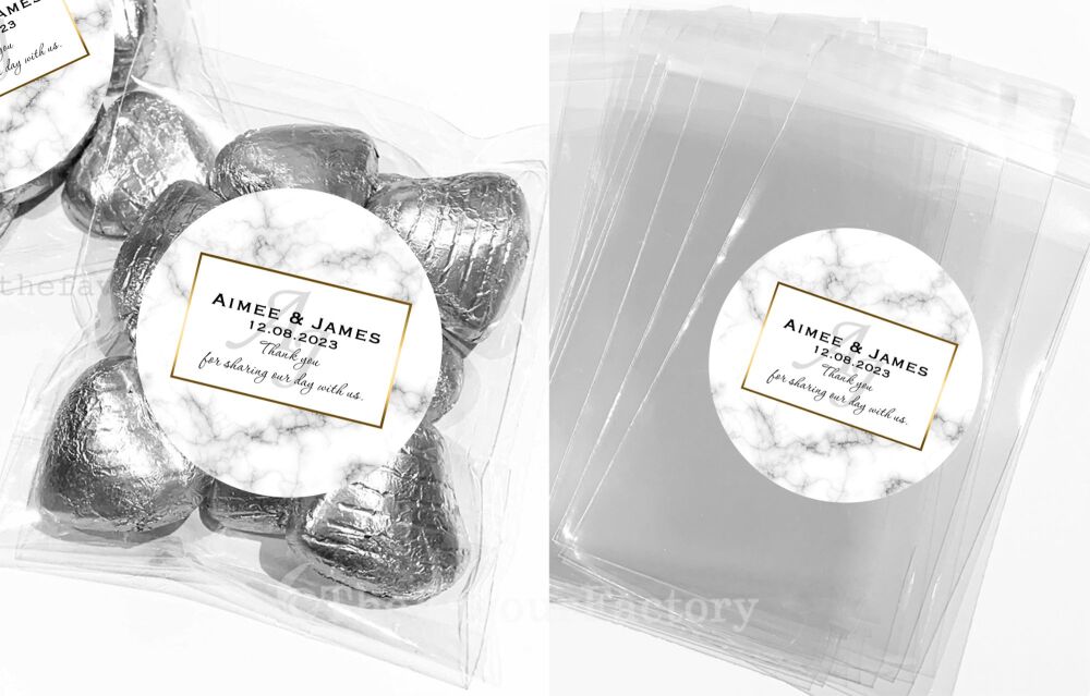 Marble Monogram Wedding Favours Sweet Bags Kits x1