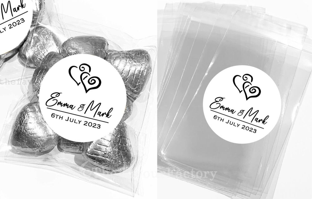 Linked Hearts Wedding Favours Sweet Bags Kits x1