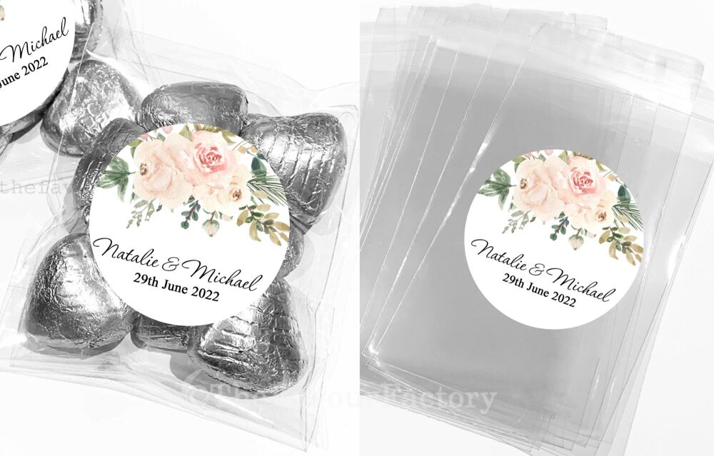 Blush Floral Drop Wedding Favours Sweet Bags Kits x1