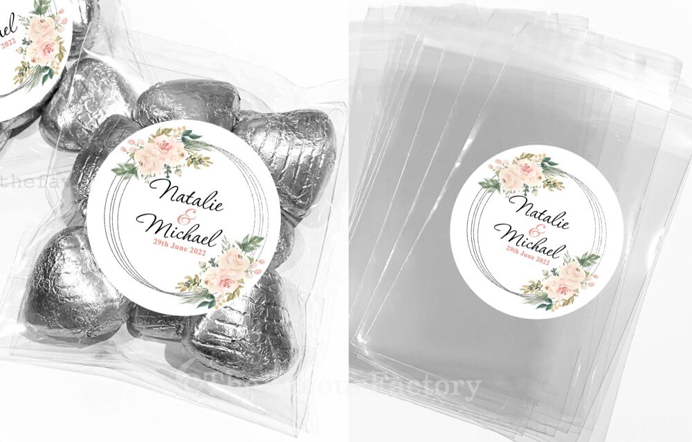 Blush Floral Frame Wedding Favours Sweet Bags Kits x1