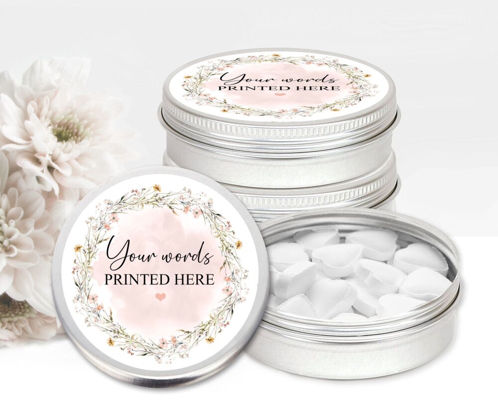 Field Blooms Personalised Your Own Words Mint Tins Favours x1
