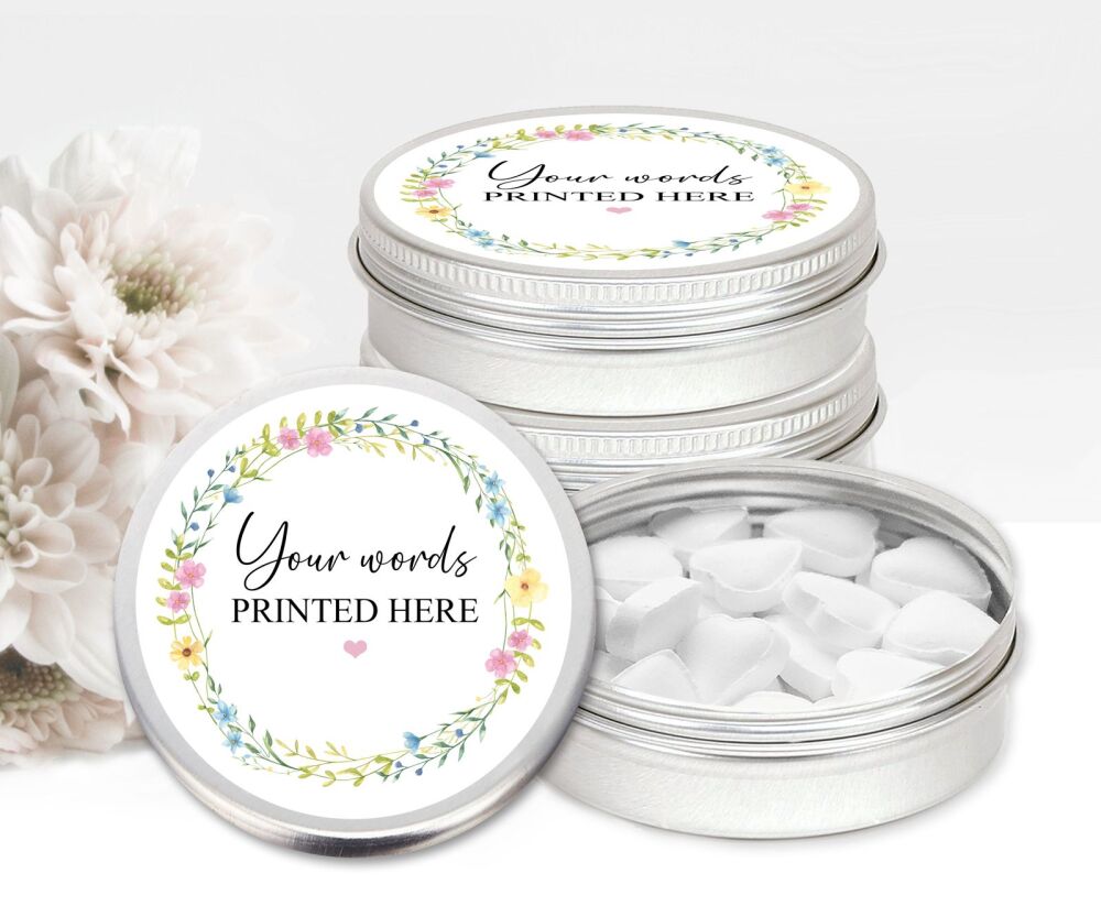 Wild Meadow Personalised Your Own Words Mint Tins Favours x1