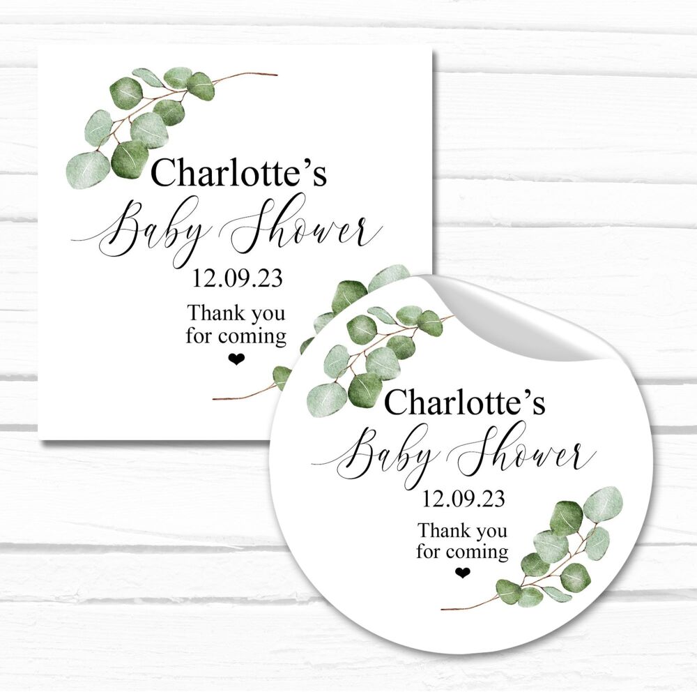 Botanicals Eucalyptus Branches Baby Shower Stickers A4 Sheet x1
