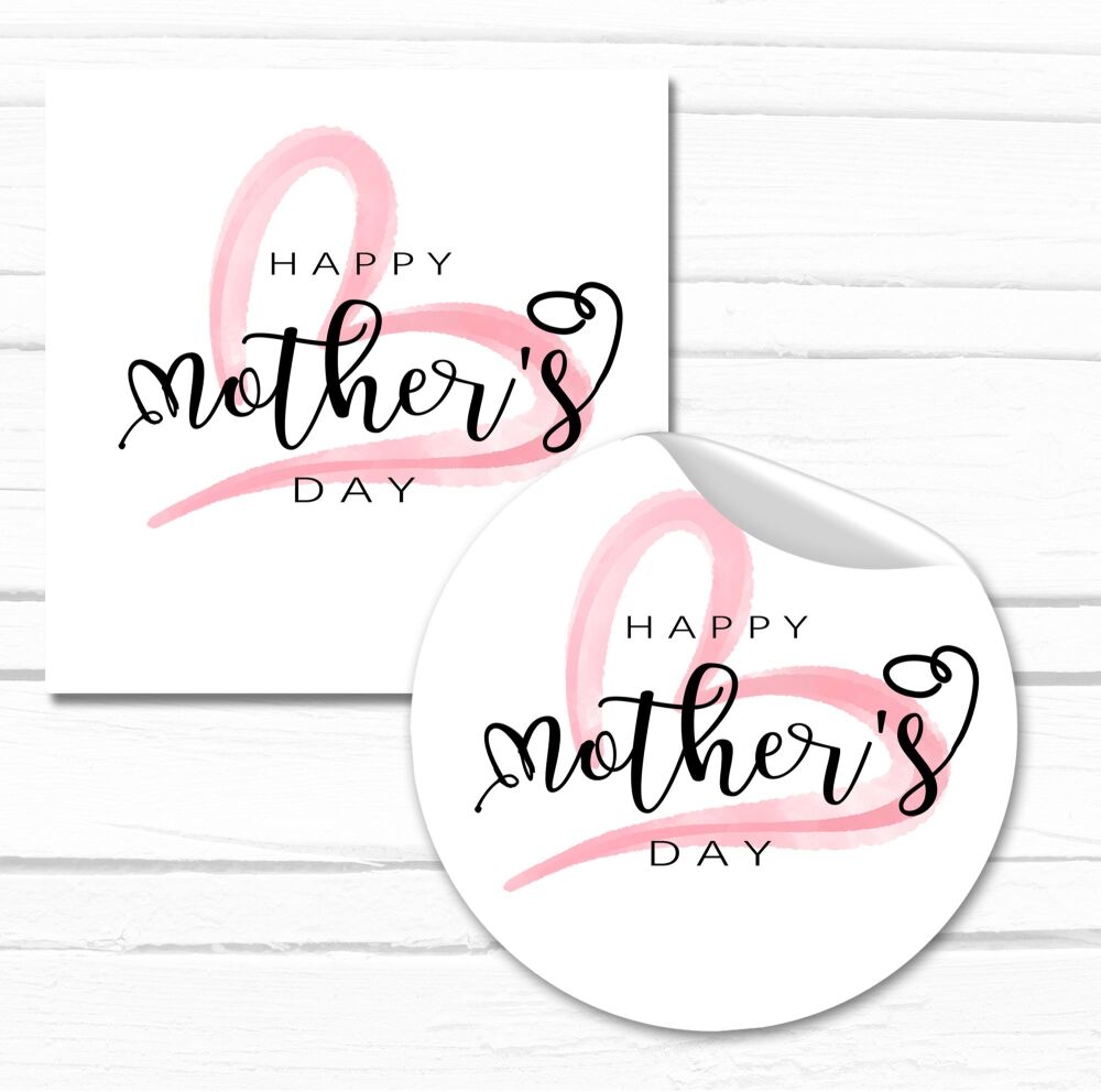 Mother's Day Stickers Brush Stroke Heart - A4 Sheet x1