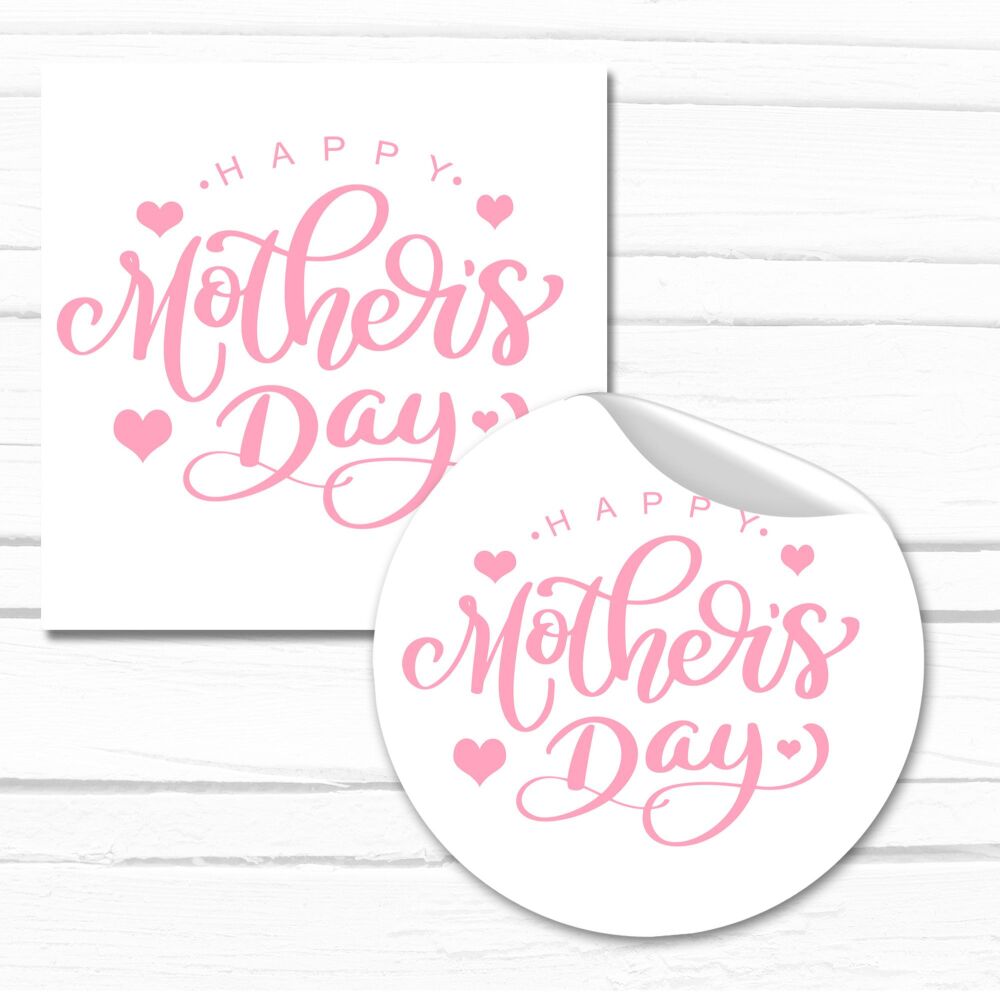 Mother's Day Stickers Pink Script - A4 Sheet x1