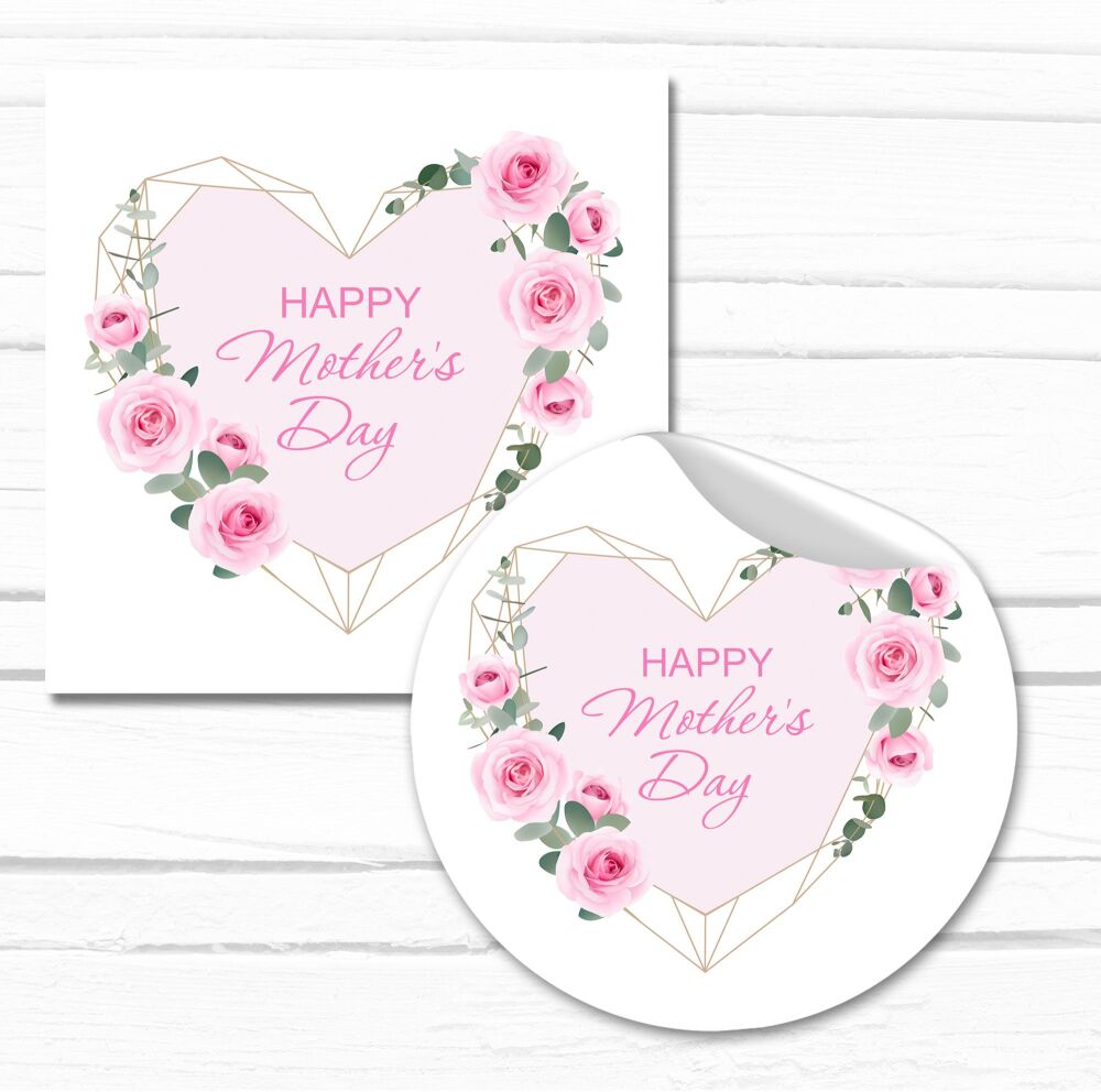 Mother's Day Stickers Floral Geometric Heart - A4 Sheet x1