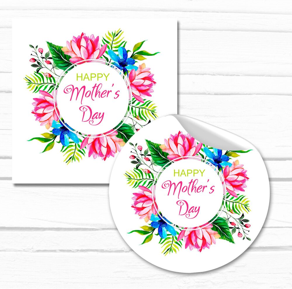 Mother's Day Stickers Bright Floral Frame- A4 Sheet x1