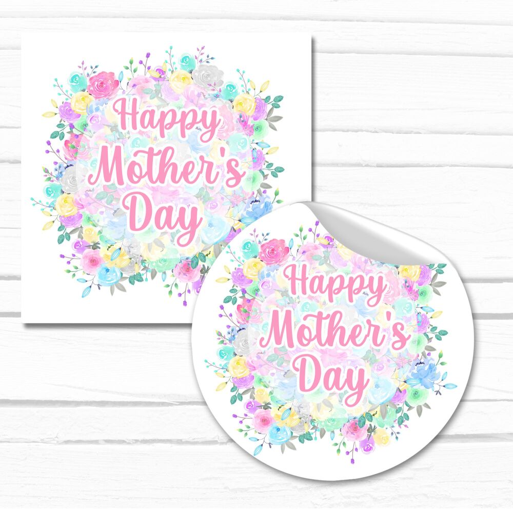 Mother's Day Stickers Pastel Flowers - A4 Sheet x1