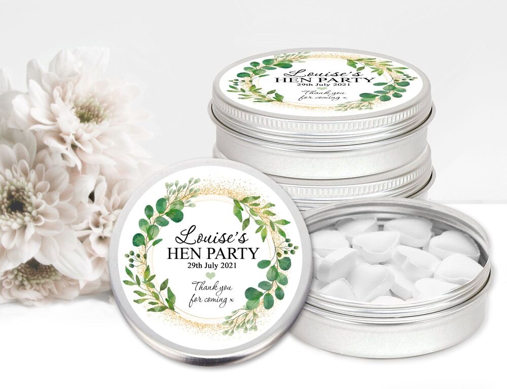 Botanicals Gold Dust Hen Party Personalised Mint Tins Favours x1