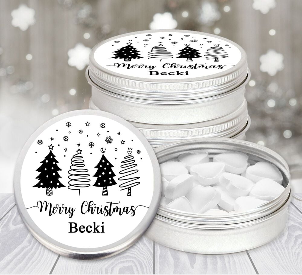 Christmas Table Favours Mint Tins Doodle Trees x1