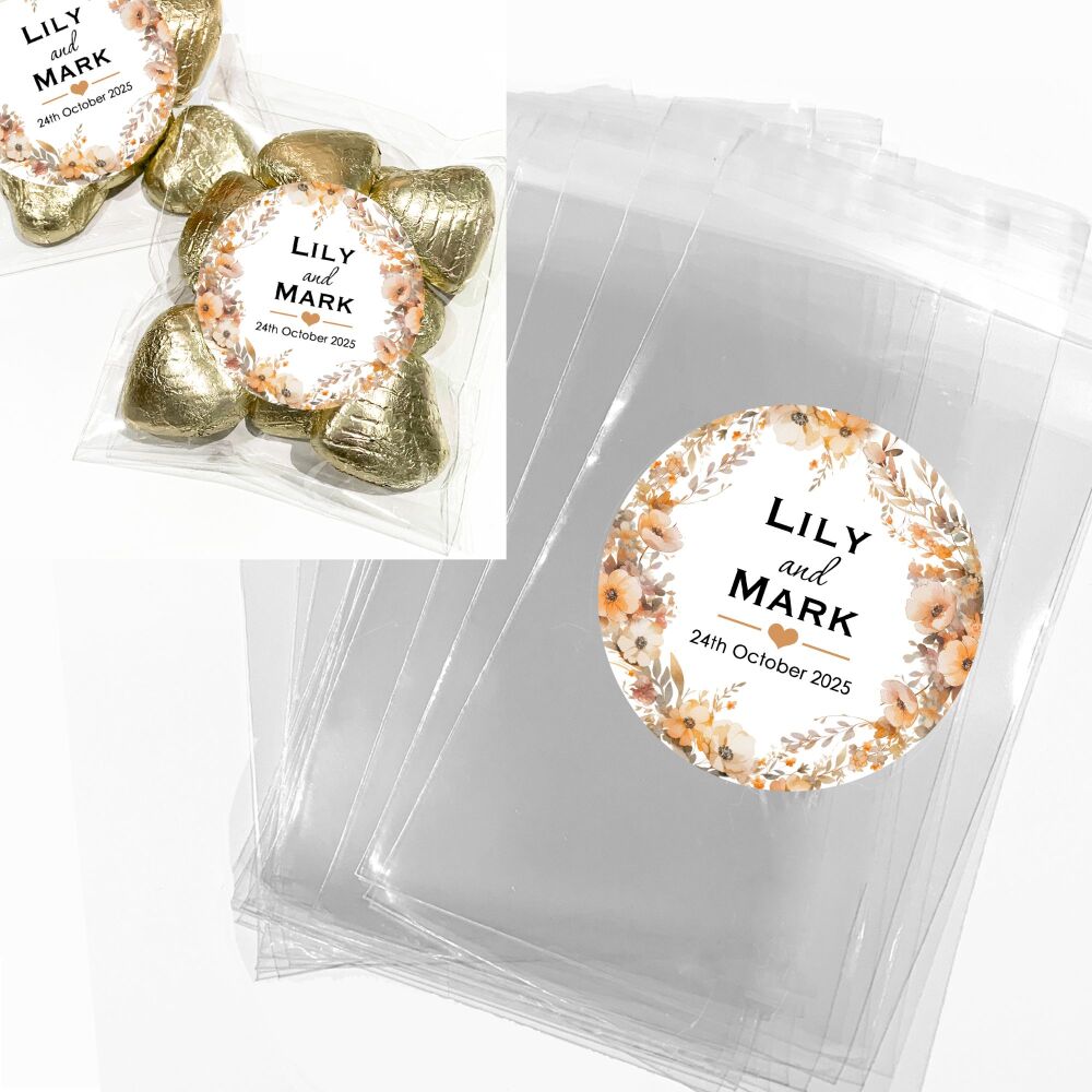 Personalised Wedding Favours Sweet Bags Kits Autumn Leaves