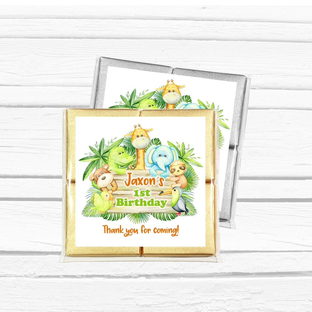 Personalised Children's Birthday Party Chocolates - Jungle Animals