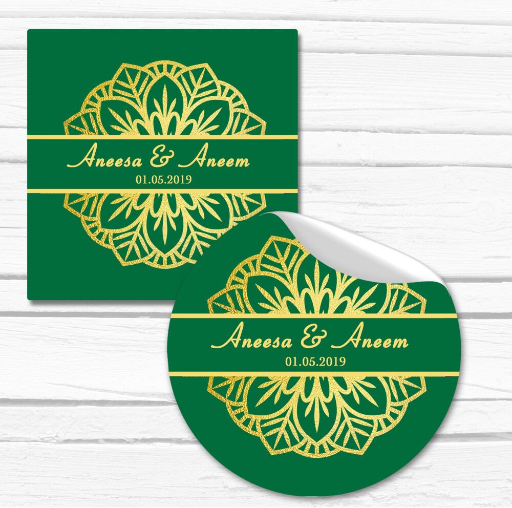 Flower Mandala Personalised Indian Wedding Mehndi Stickers