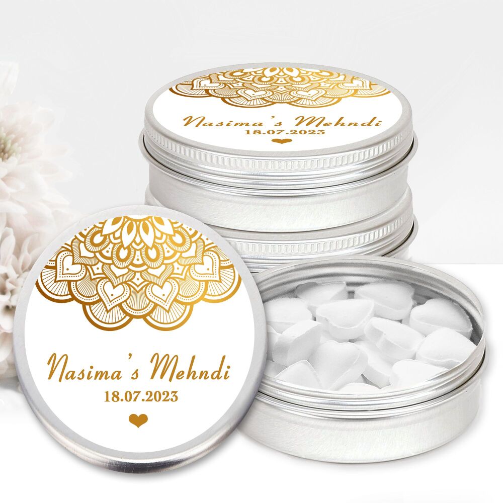 Buy Personalised Indian Wedding Favours Mint Tins Hearts Mandala Online