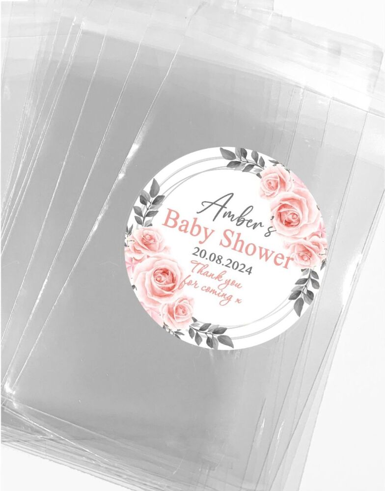 Boho Blush Roses Baby Shower Favours Sweet Bags Kits x12