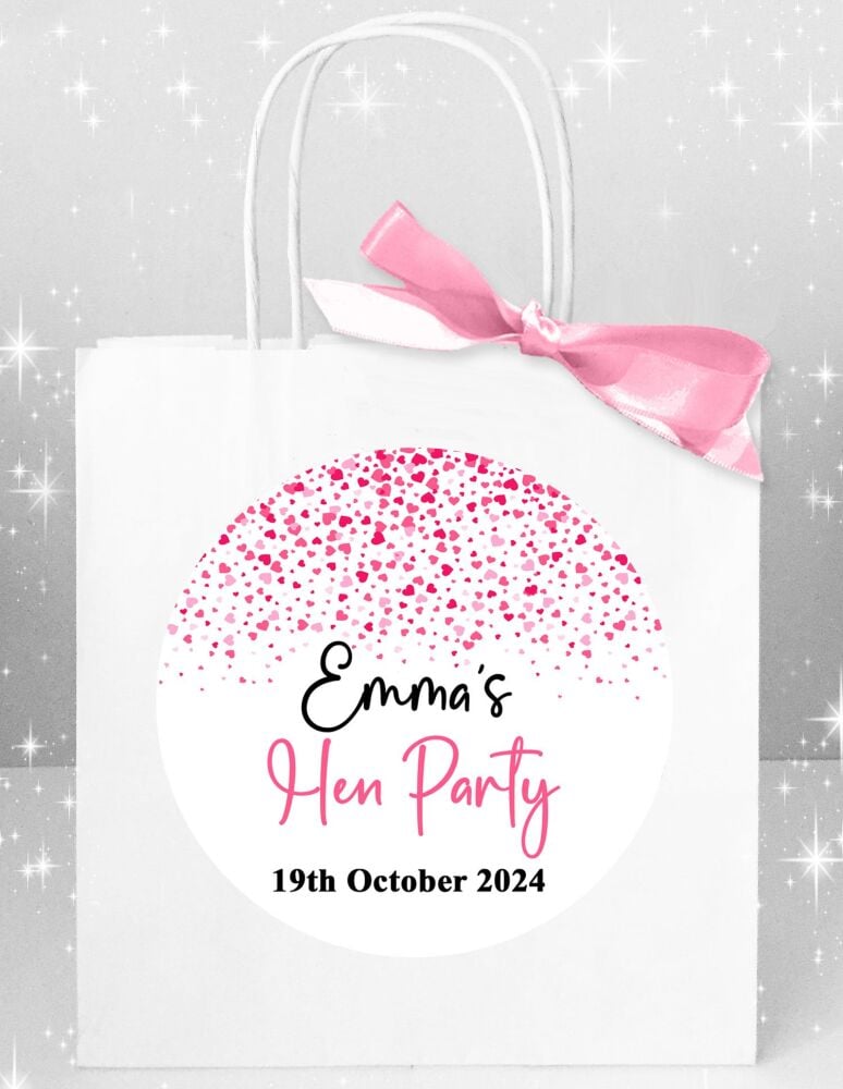 Personalised Hen Do Party Bags Pink Hearts Confetti x1