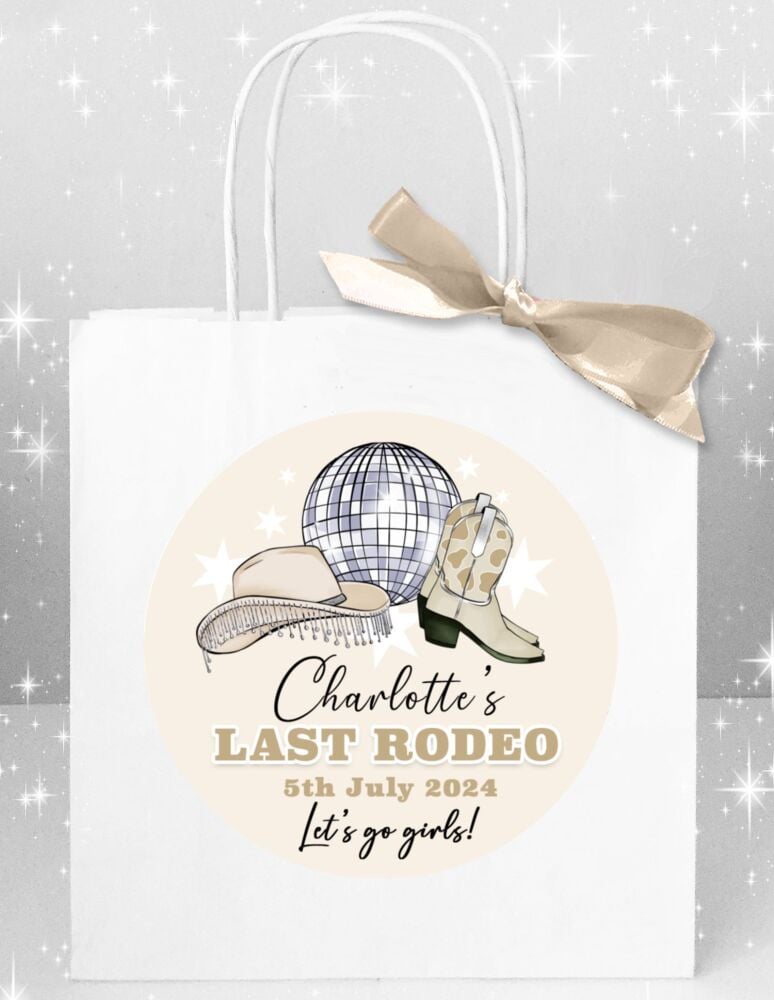 Personalised Hen Do Party Bags Beige Last Rodeo x1