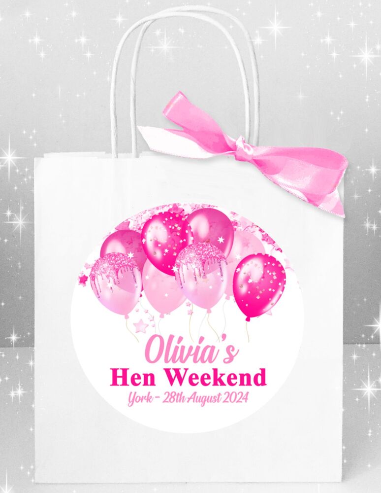 Personalised Hen Do Party Bags Pink Balloons x1