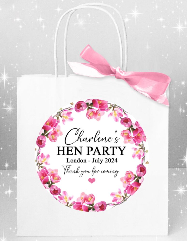 Personalised Hen Do Party Bags Pink Blossom Flowers x1