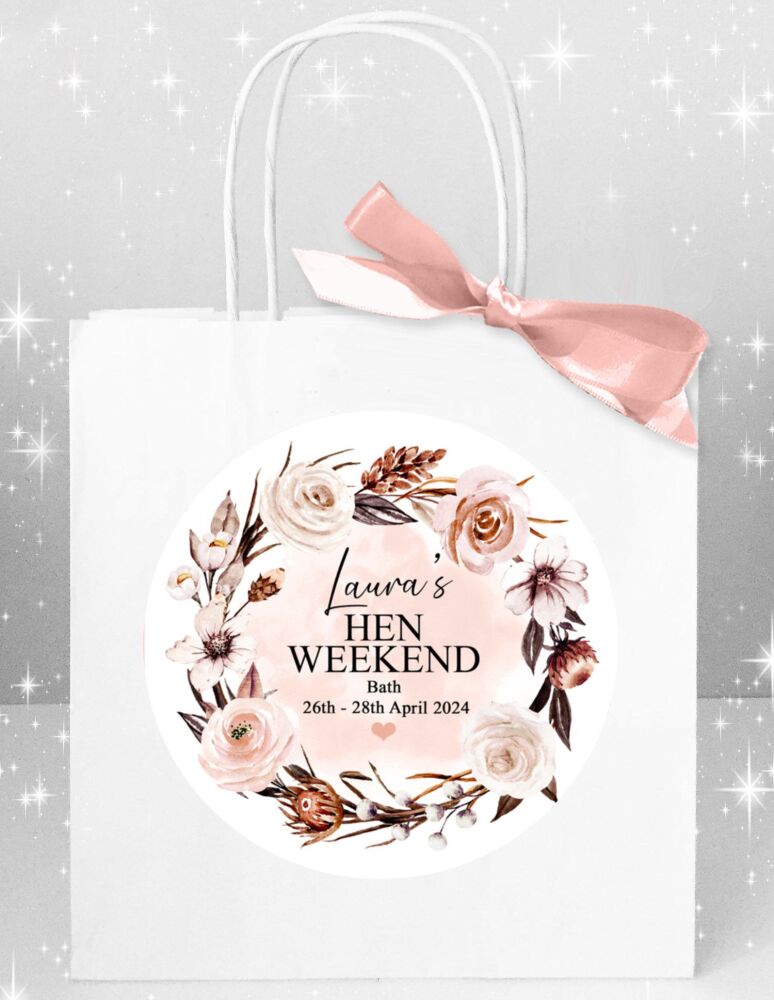 Personalised Hen Do Party Bags Autumn Flowers x1