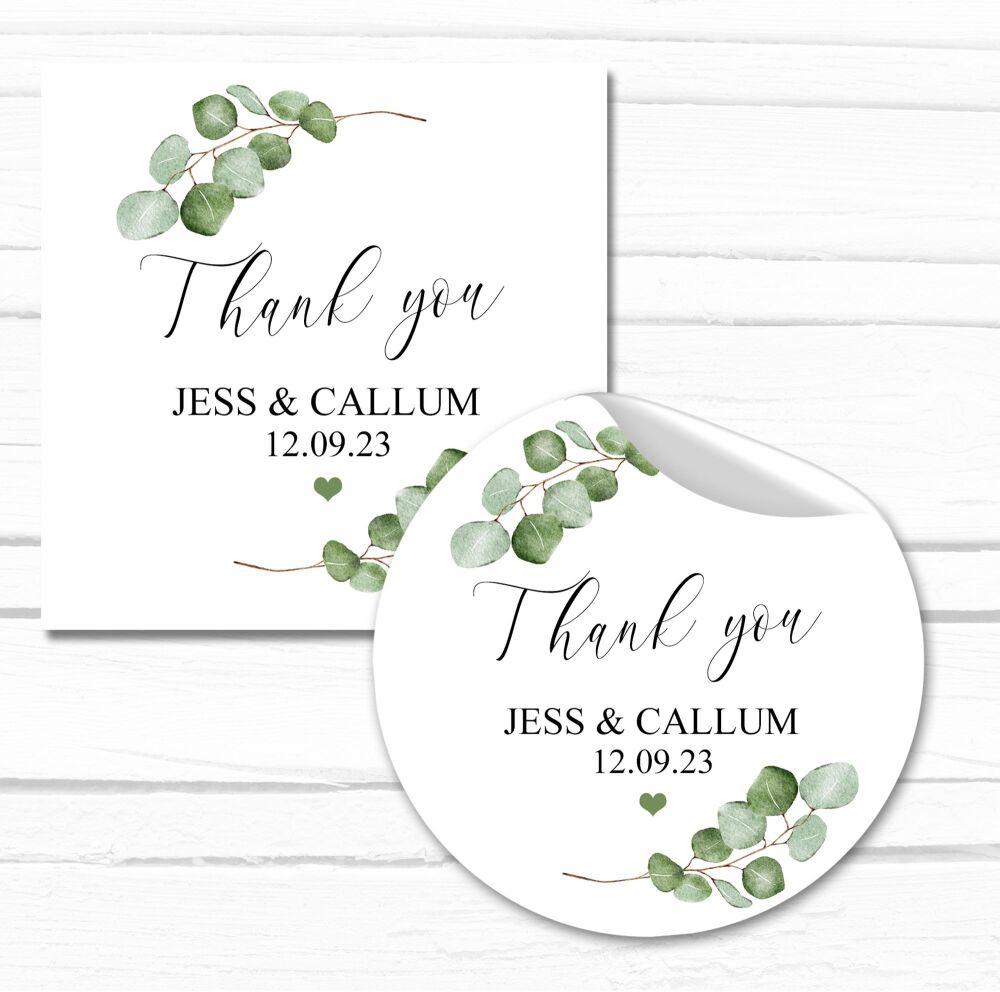 Personalised Wedding Stickers Eucalyptus Branch x 1 A4 sheet