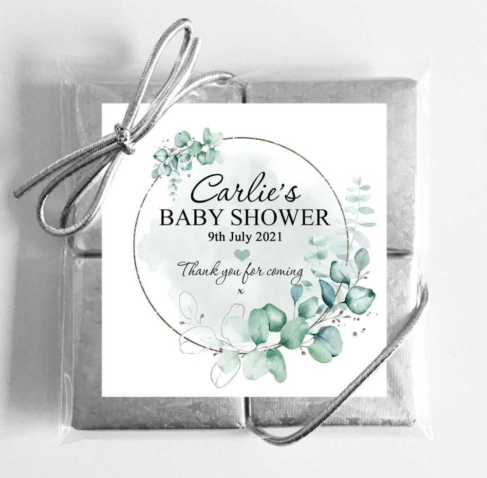 Baby Shower Party Chocolates Botanicals Eucalyptus x1