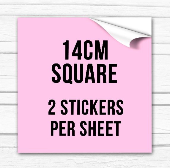 14cm Square Logo stickers Own Image Labels x 1 A4 Sheet