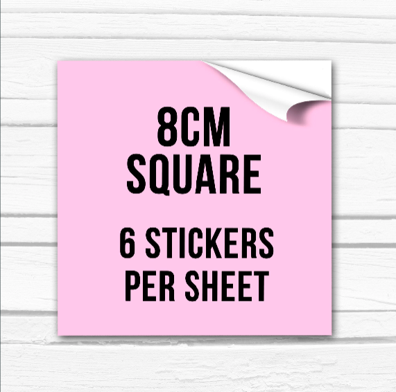 8cm Square Logo stickers Own Image Labels x 1 A4 Sheet