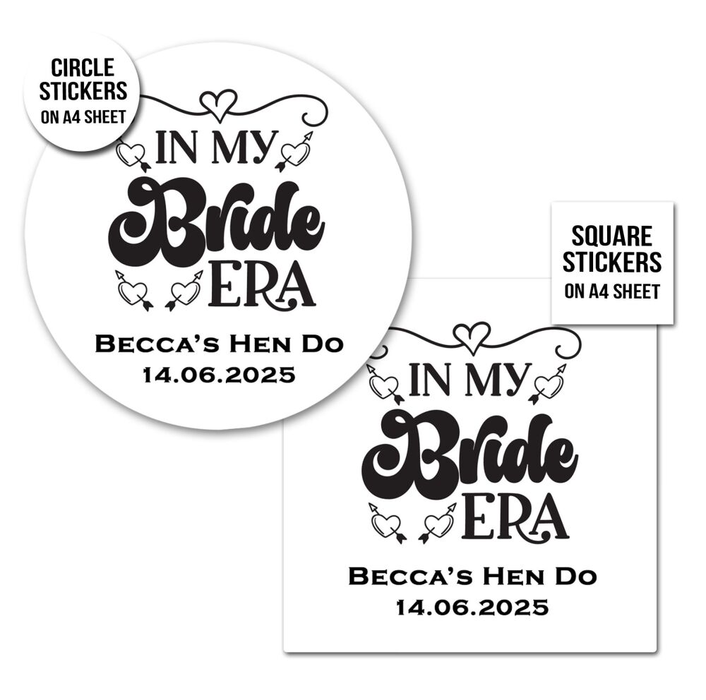 Personalised Hen Party Stickers In My Bride Era