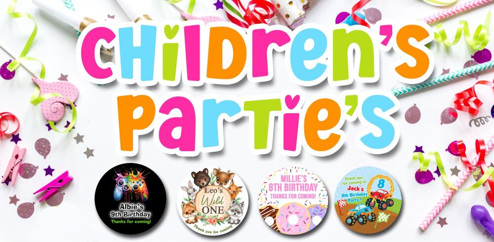 kids party bag stickers