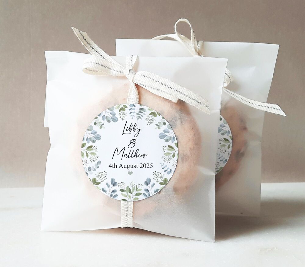  Eucalyptus Edges Personalised Wedding Stickers