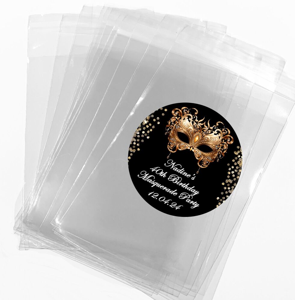 Masquerade Ball Personalised Birthday Favour Bags With Stickers Kits 