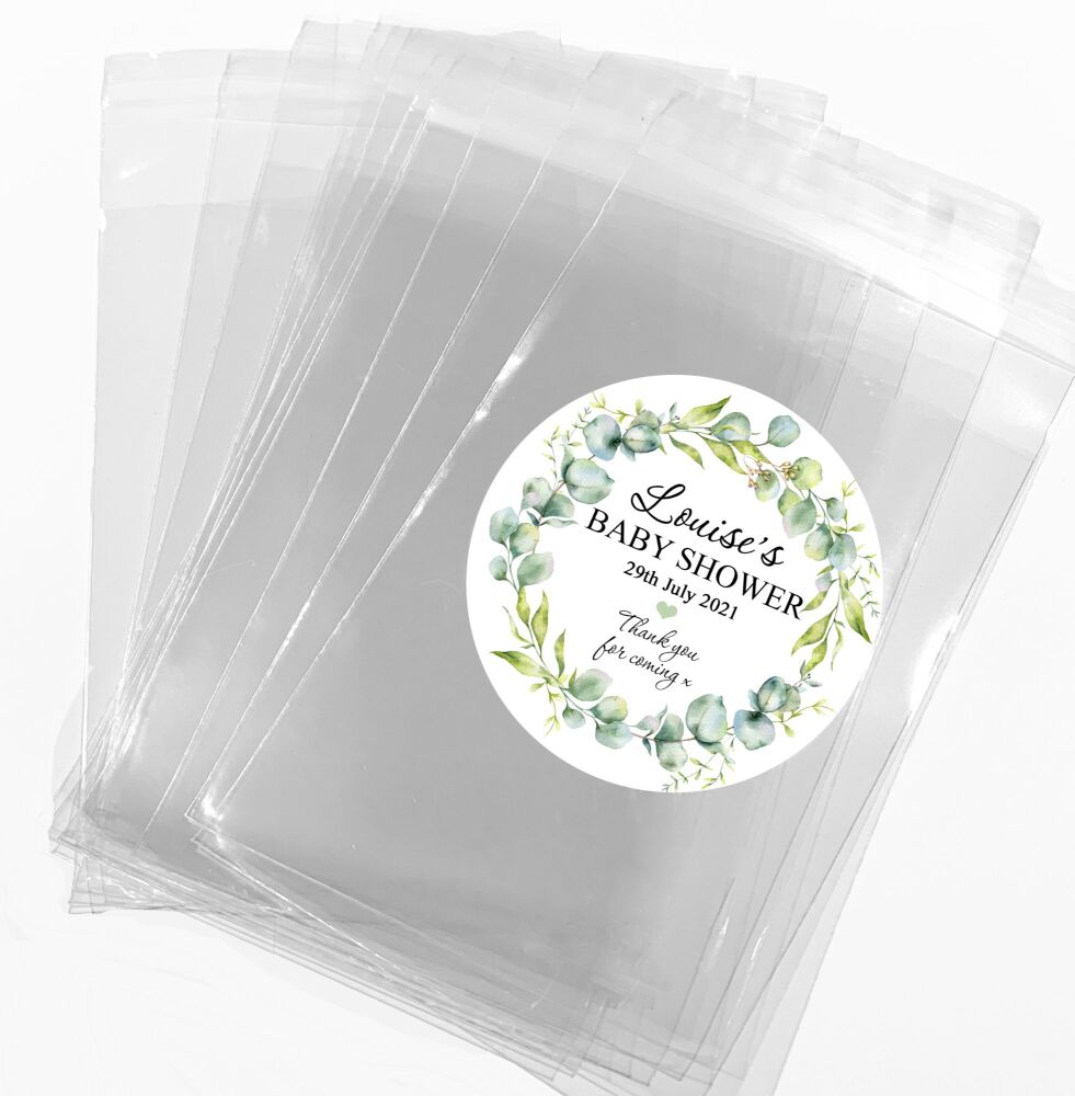 Eucalyptus Wreath Baby Shower Favours Sweet Bags With Stickers Kits