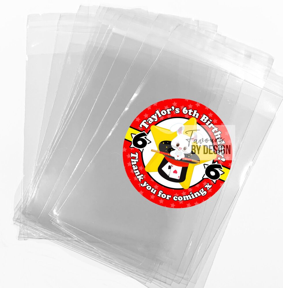 Magic Show Birthday Party Favours Sweet Bags & Stickers Kits x12