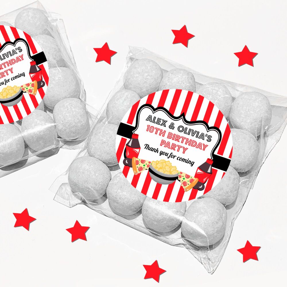 Movie Night Birthday Party Favours Sweet Bags & Stickers Kits x12