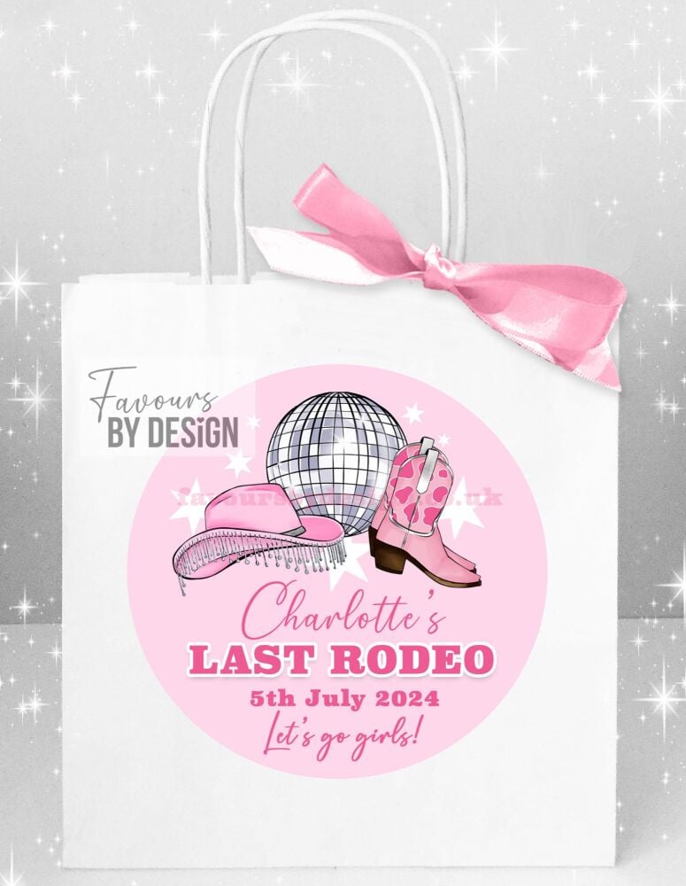 Pink Last Rodeo Cowgirl Disco Hen Party Bags x1